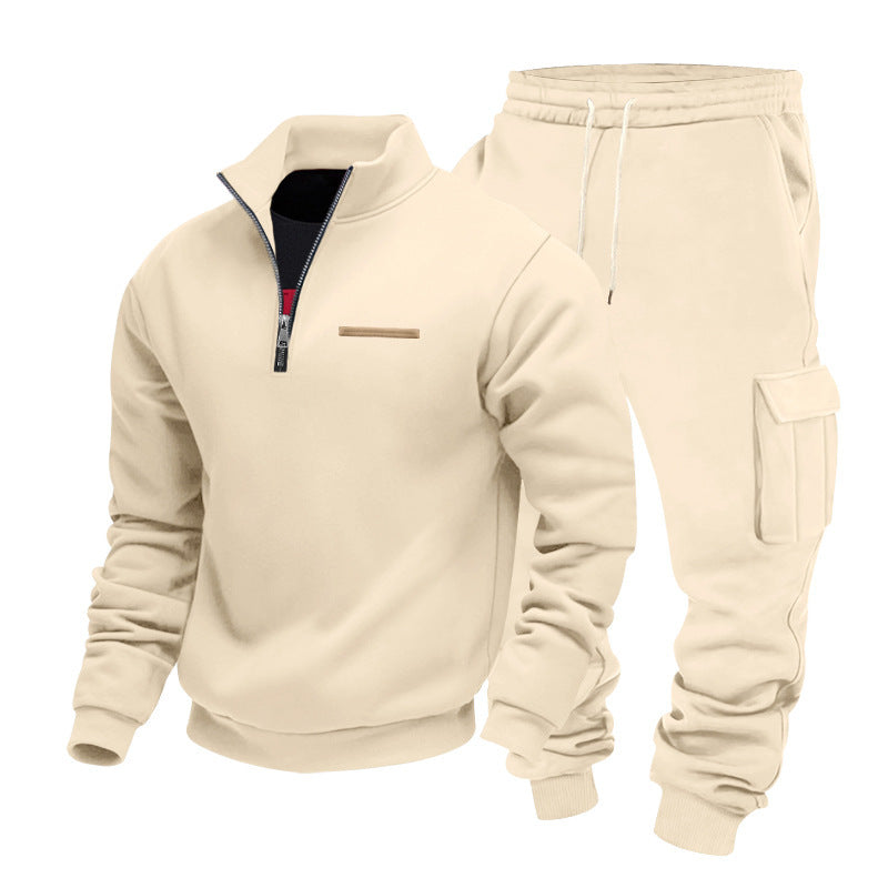 Herren Sportanzug Set Hochkragen Taschen Freizeit