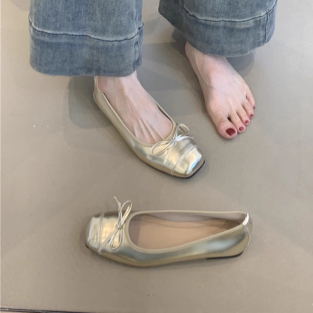 Damen Ballerinas Elegante Glanz Schuhe Zierlich - BerlinGlamour