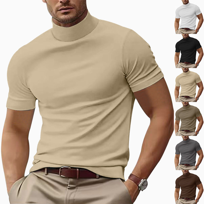 Herren T-Shirt Kurzarm Turtleneck Modern Berlin Style - BerlinGlamour
