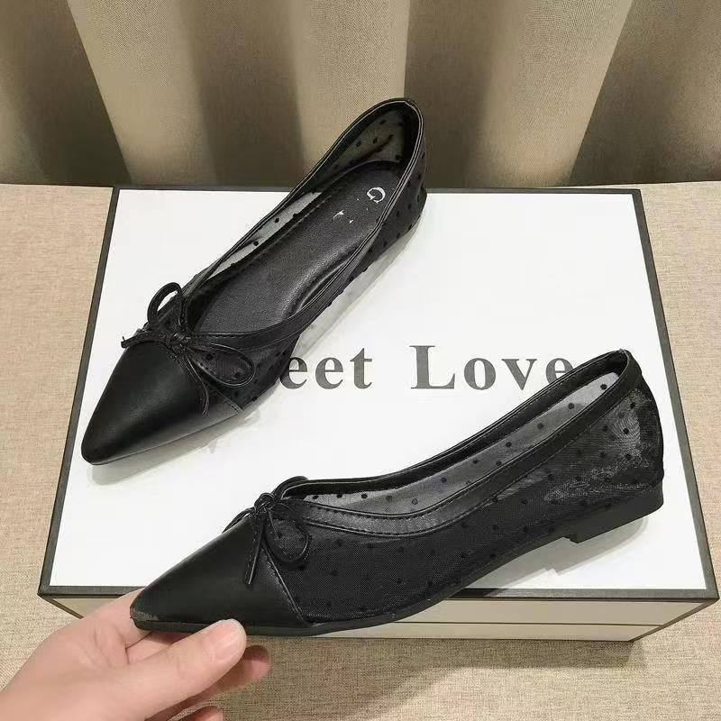 Damen Ballerinas Elegante Slipper Mit Schleife