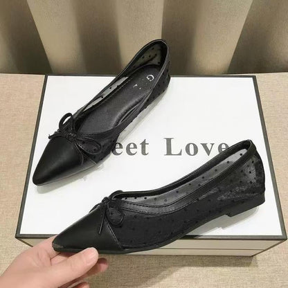 Damen Ballerinas Elegante Slipper Mit Schleife