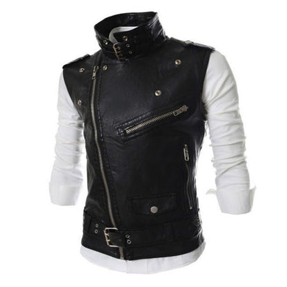 Leder Bikerweste Damen Asymmetrisch Mit Taschen