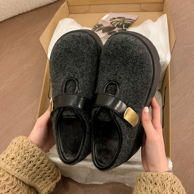 Damen Clogs Fleecegefüttert mit Riemen Warm Bequem