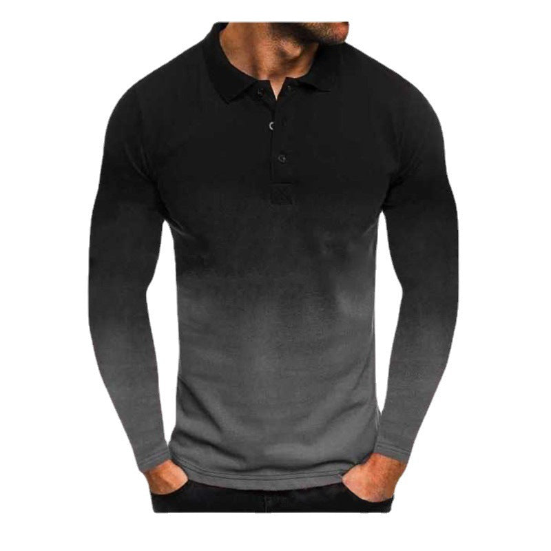 Herren Polo Langarmshirt Farbverlauf Modern Sportlich - BerlinGlamour