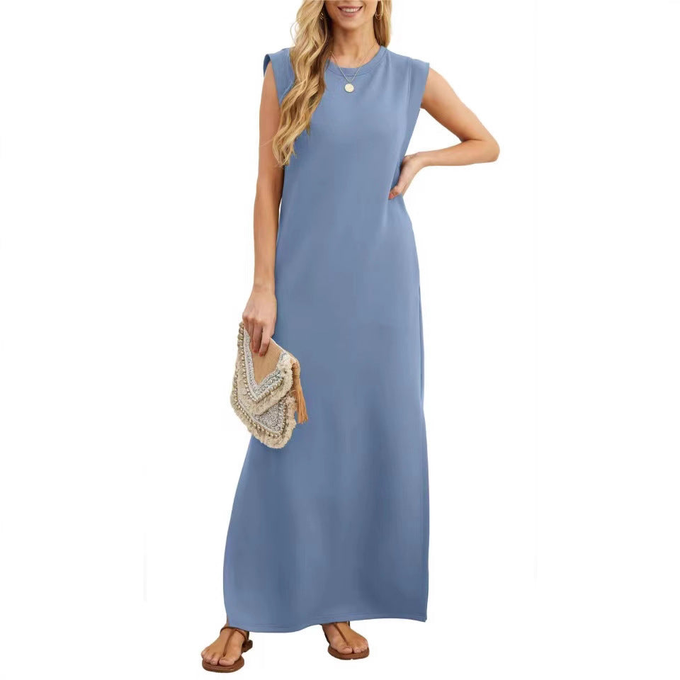 Damen Maxikleid Elegant Lang Ärmig Schlicht