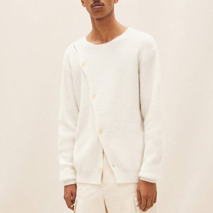 Herren Strickpullover Modern Asymmetrisch Mit Druckknöpfen