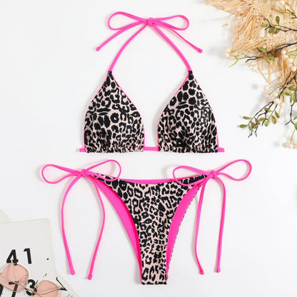 Damen Bikini Leopardenmuster mit Verstellbaren Trägern Sexy