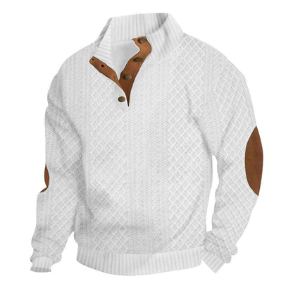 Herren Sweatshirt Strickmuster Leder Details Modern