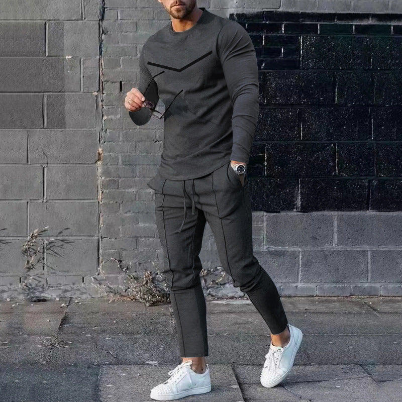 Herren Sportset Langarmshirt Atmungsaktiv Jogginghose Bequem