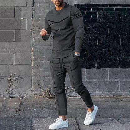 Herren Sportset Langarmshirt Atmungsaktiv Jogginghose Bequem