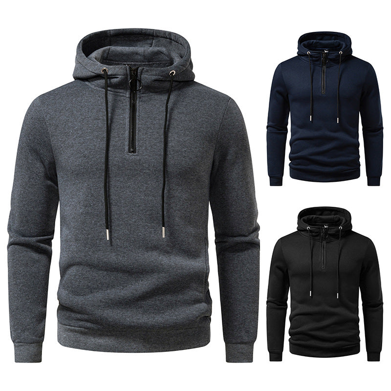 Herren Kapuzenpullover Modern Halblang Reißverschluss - BerlinGlamour