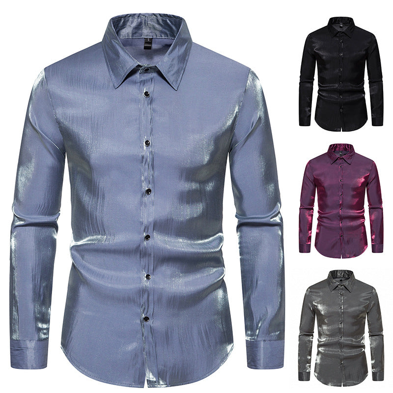Herren Langarmhemd Glitzernd Elegant Berlin