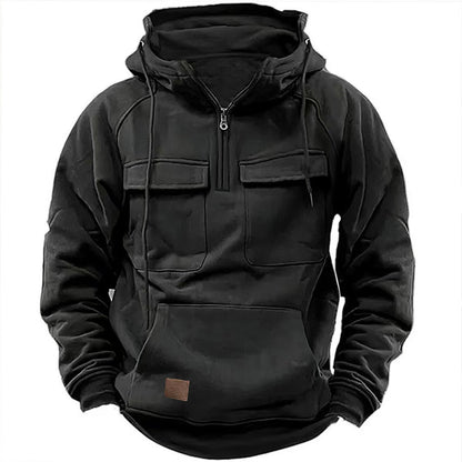 Herren Kapuzenjacke Funktionell mit Taschen Schwarz