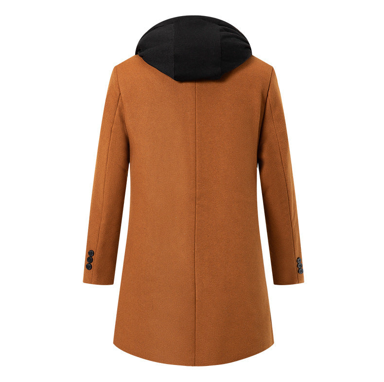 Herren Mantel Übergangsjacke Elegant Mit Abnehmbarer Kapuze