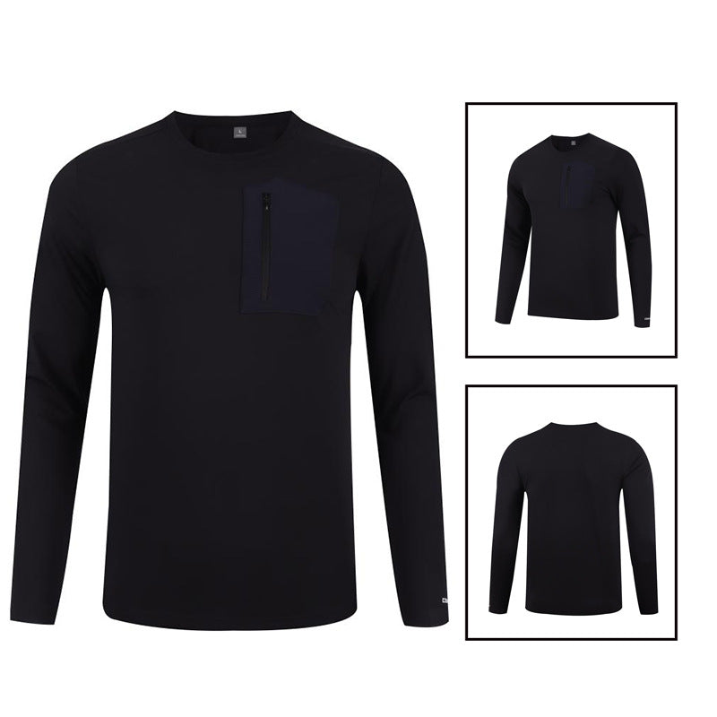 Herren Langarmshirt Funktionsshirt mit Brusttasche Sportlich