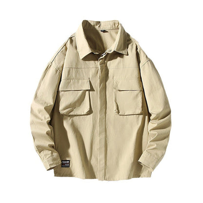 Herren Hemdjacke Lässig Utility Style Mit Großen Taschen