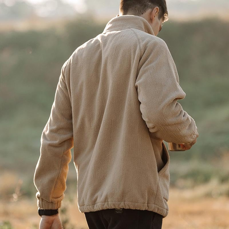 Herren Fleecejacke Warm mit Kragen und Taschen