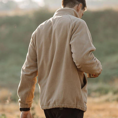 Herren Fleecejacke Warm mit Kragen und Taschen