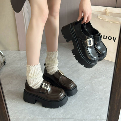 Damen Schnürschuhe Chunky mit Schnallen Modisch Damen Schuhe - BerlinGlamour