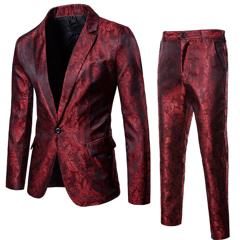 Herren Anzug Set Samt Paisley Muster Elegant Schwarz - BerlinGlamour