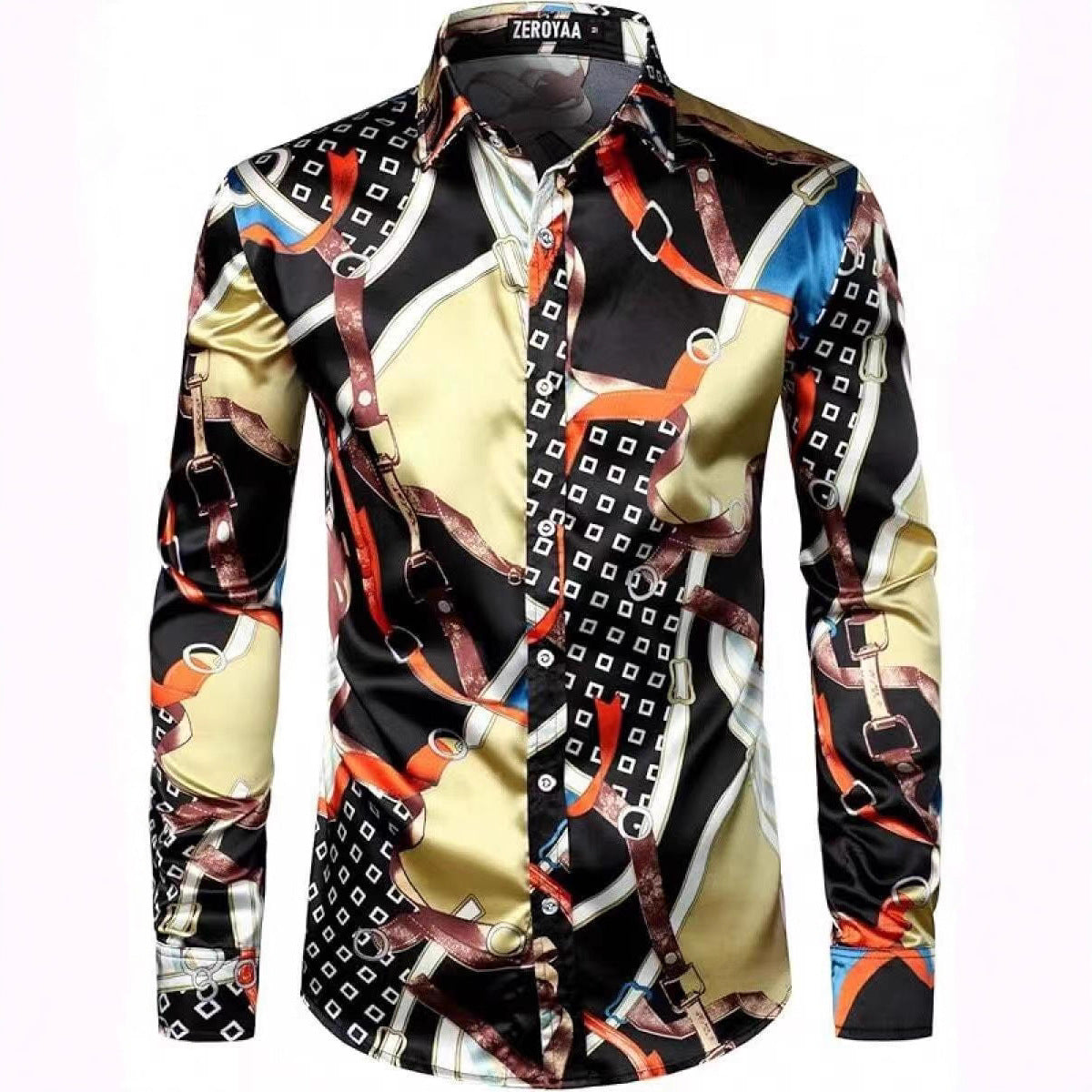 Herren Langarmhemd Modern mit Auffälligem Druck Berlin Style