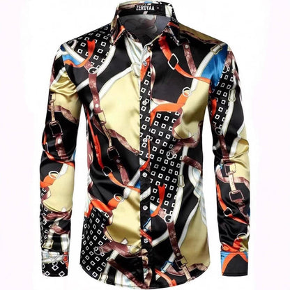 Herren Langarmhemd Modern mit Auffälligem Druck Berlin Style