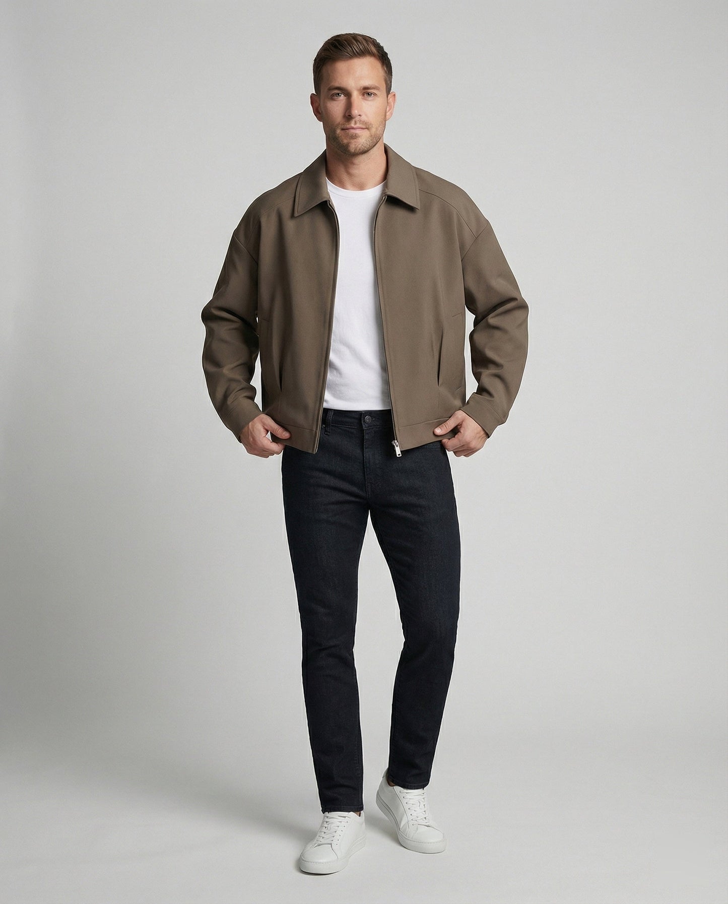 Herren Oversize Blouson Lederjacke Mit Reißverschluss