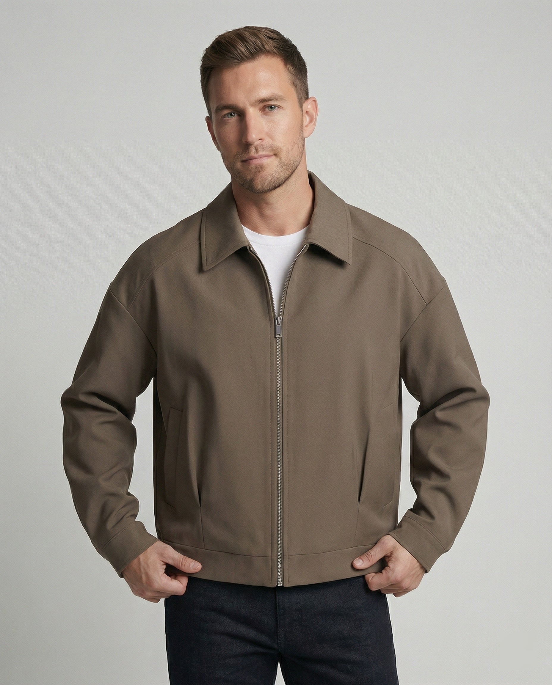 Herren Oversize Blouson Lederjacke Mit Reißverschluss - BerlinGlamour