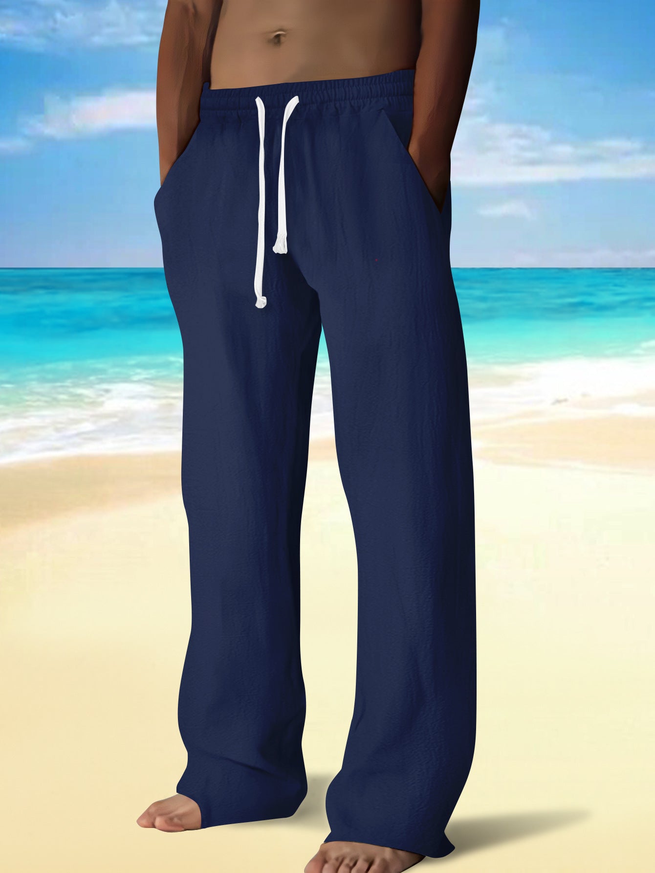 Herren Strandhosen Leicht Elastisch Mit Taschen