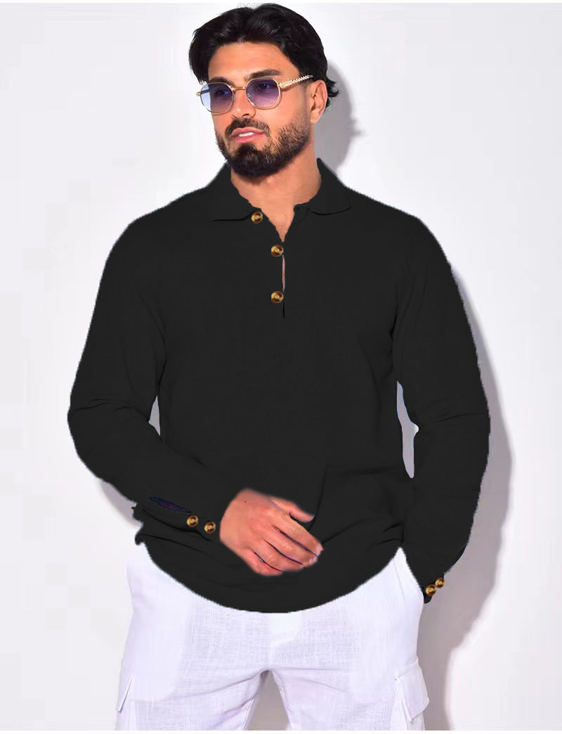 Herren Polohemd Langarm Knopfleiste Modern Berlin