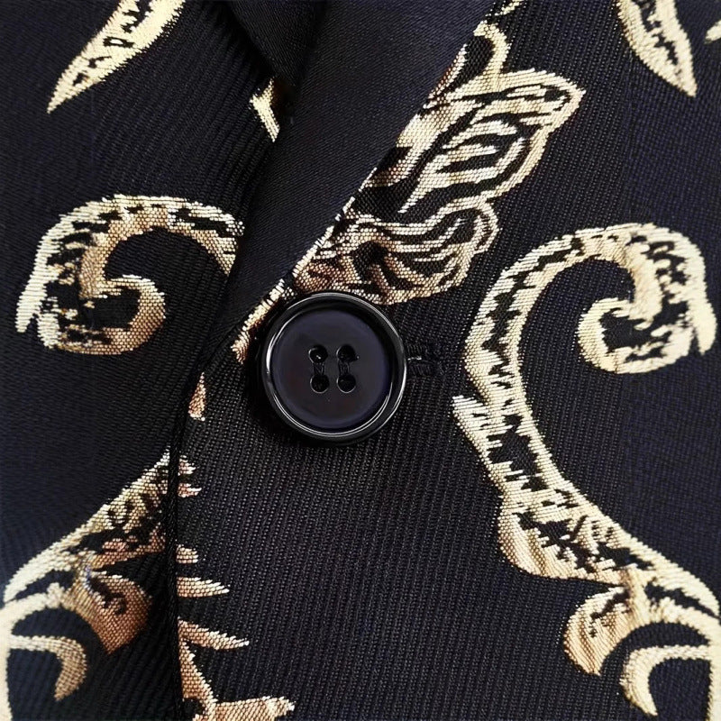 Extravaganter Herren Blazer mit floralem Muster Elegant Schwarz