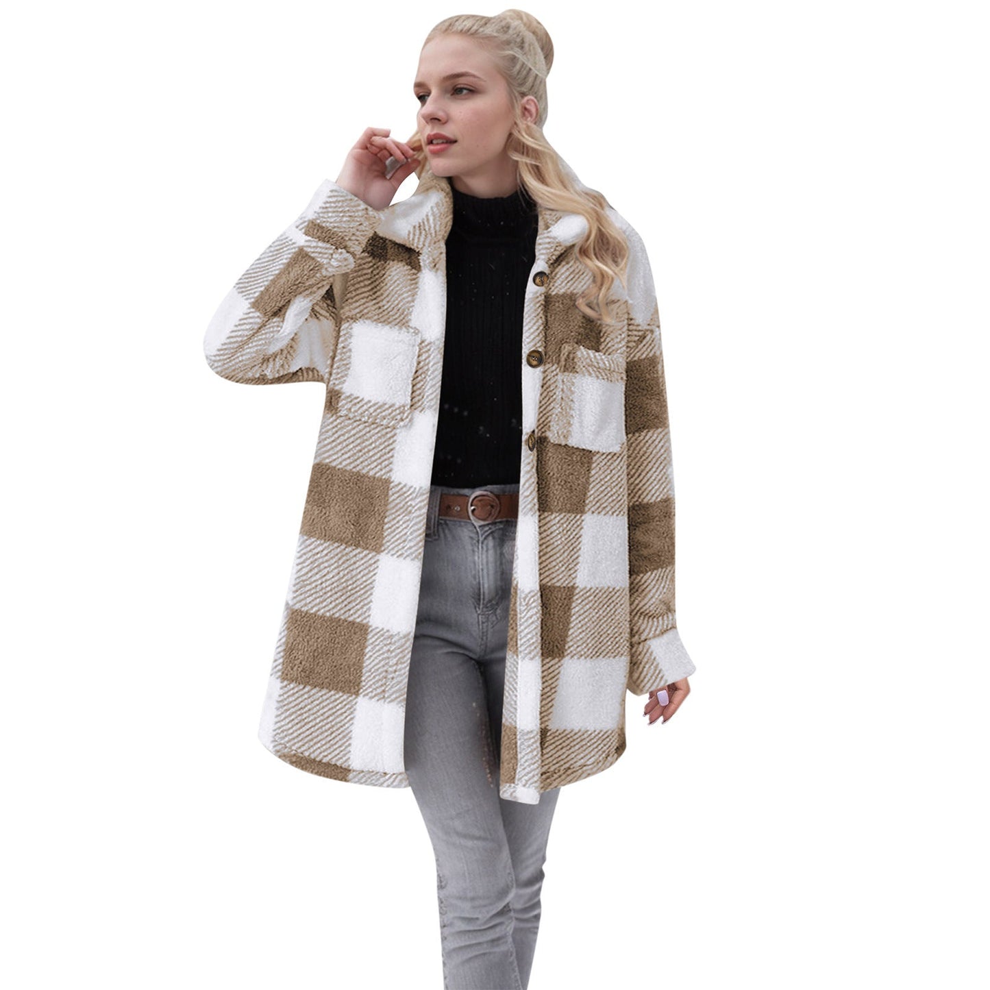 Damen Flanell-Jacke Warm Elegant