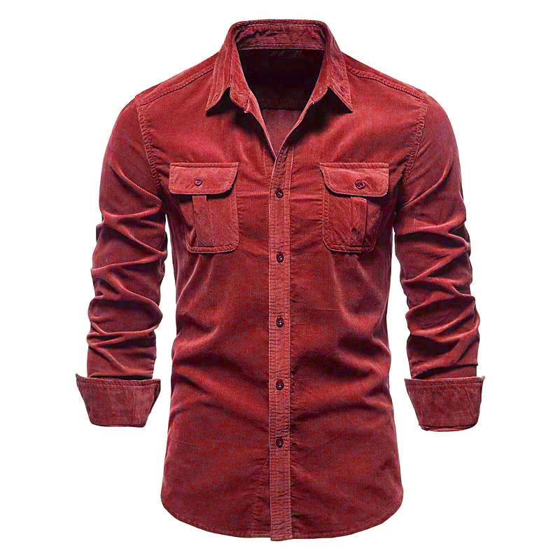 Herren Freizeithemd Klassisch Modern mit Pattentaschen