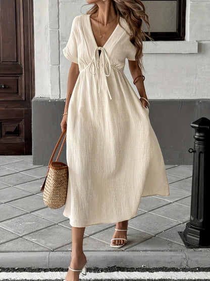 Maxikleid mit Taillenband Sommer Freizeitkleid