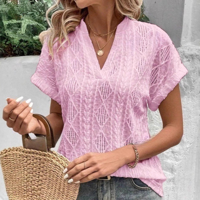 Damen Bluse Kurzarm Elegant Sommer