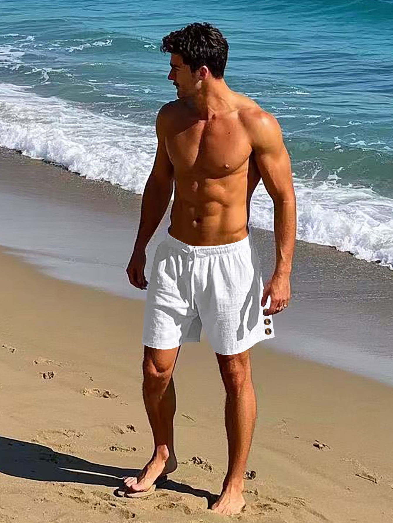 Herren Strandshorts atmungsaktiv mit elastischem Bund und Knöpfen