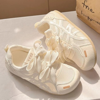 Damen Sneaker atmungsaktiv mit Schleifen Optik Mode
