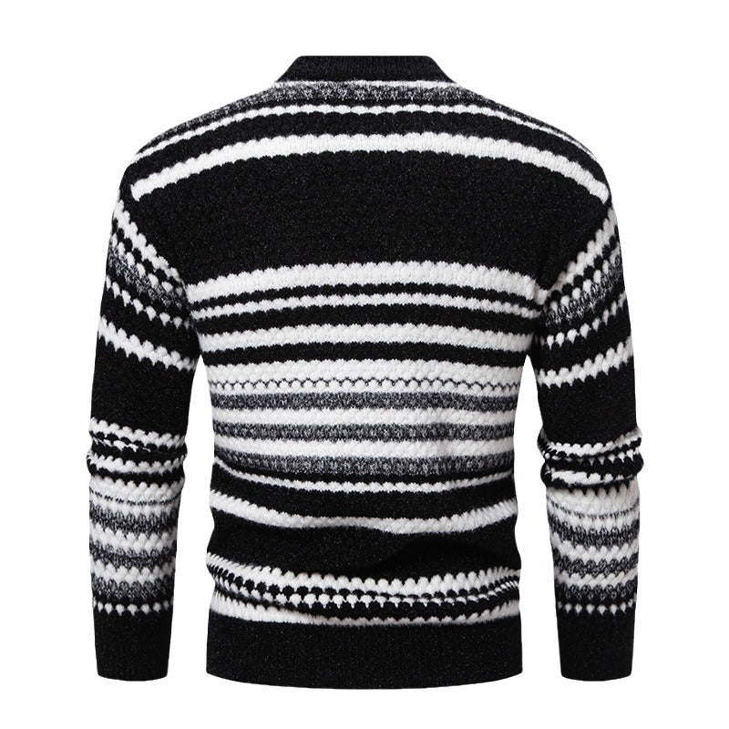 Herren Strickpullover Gestreift Weich Hochkragen