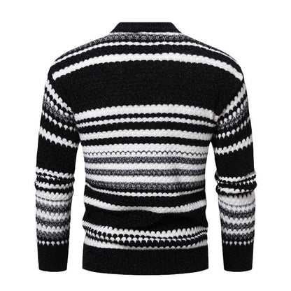 Herren Strickpullover Gestreift Weich Hochkragen
