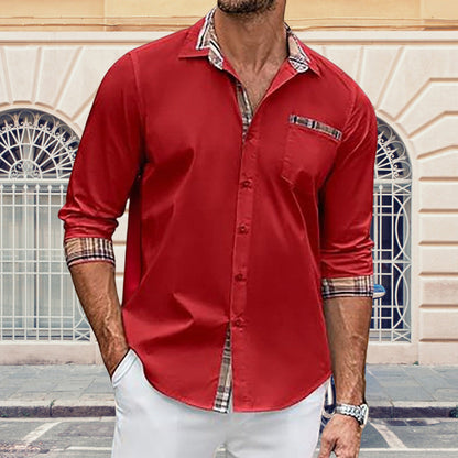 Herren Hemd Langarm Karo Muster Modern