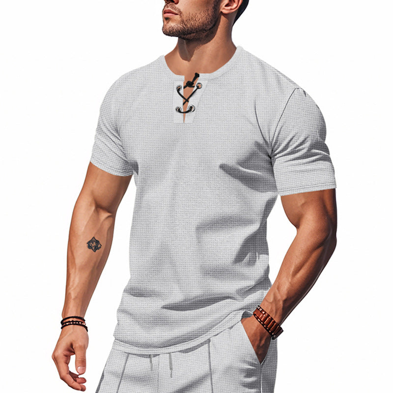 Herren T-Shirt Kurzarm mit Knopfverschluss Modern Style