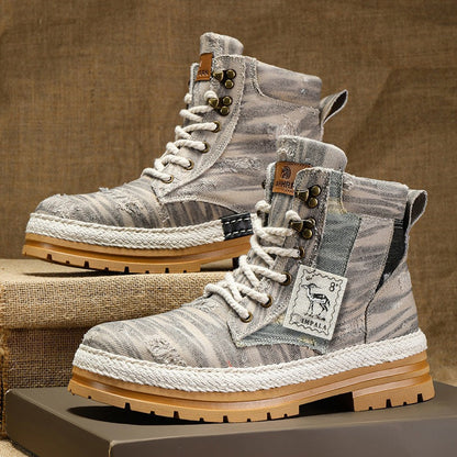 Damen Stiefel High-Top Sport Boots robust Denim Schwarz
