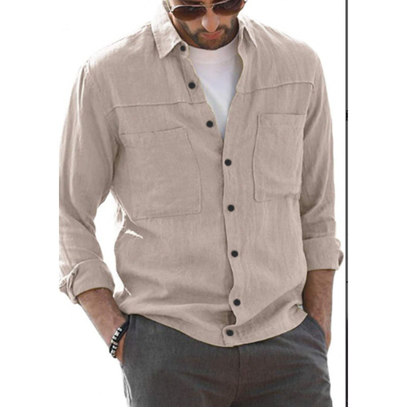 Herren Leichtes Sommerhemd mit Taschen Baumwolle Bequem - BerlinGlamour