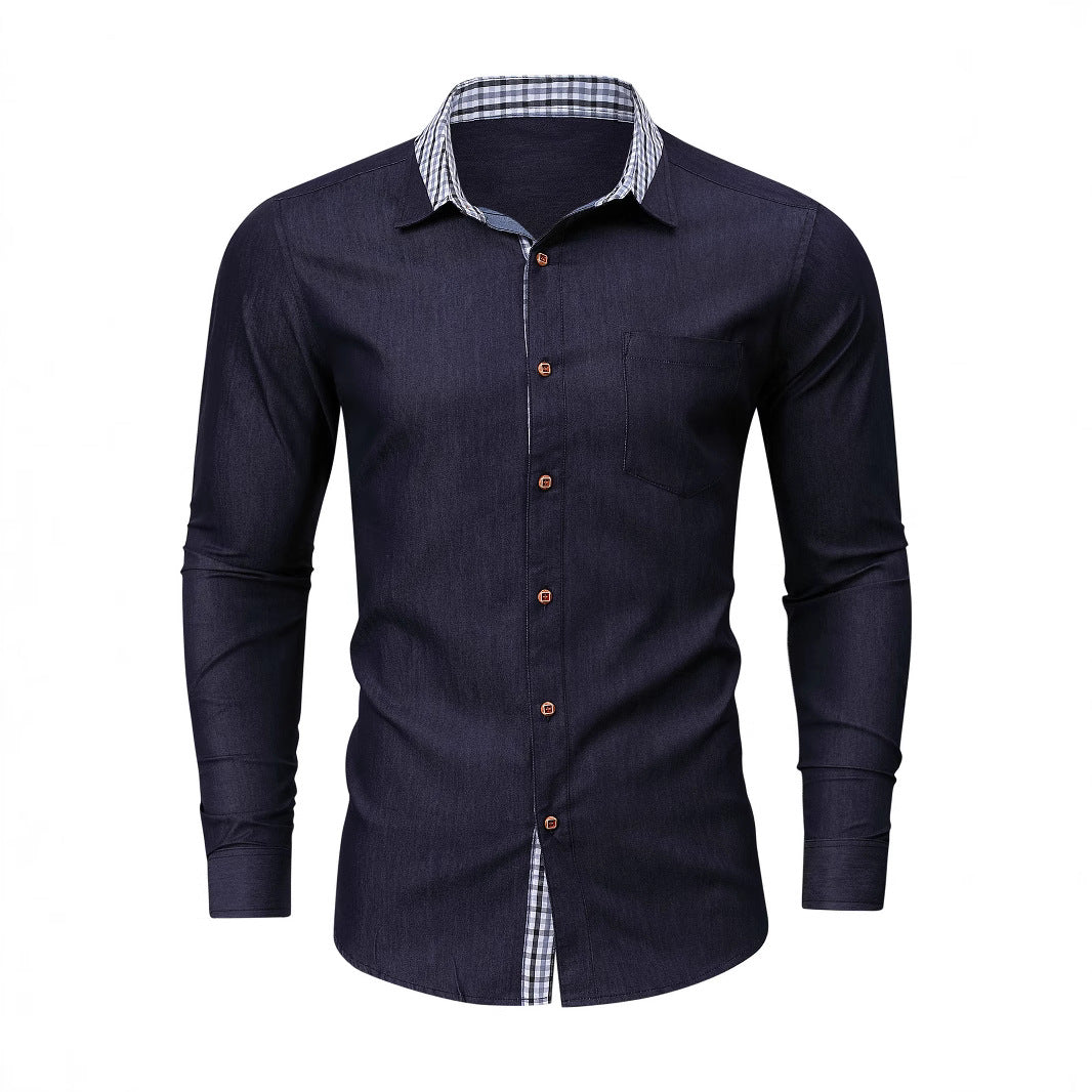 Herren Hemd Denim Kariert Modern Berlin Style - BerlinGlamour
