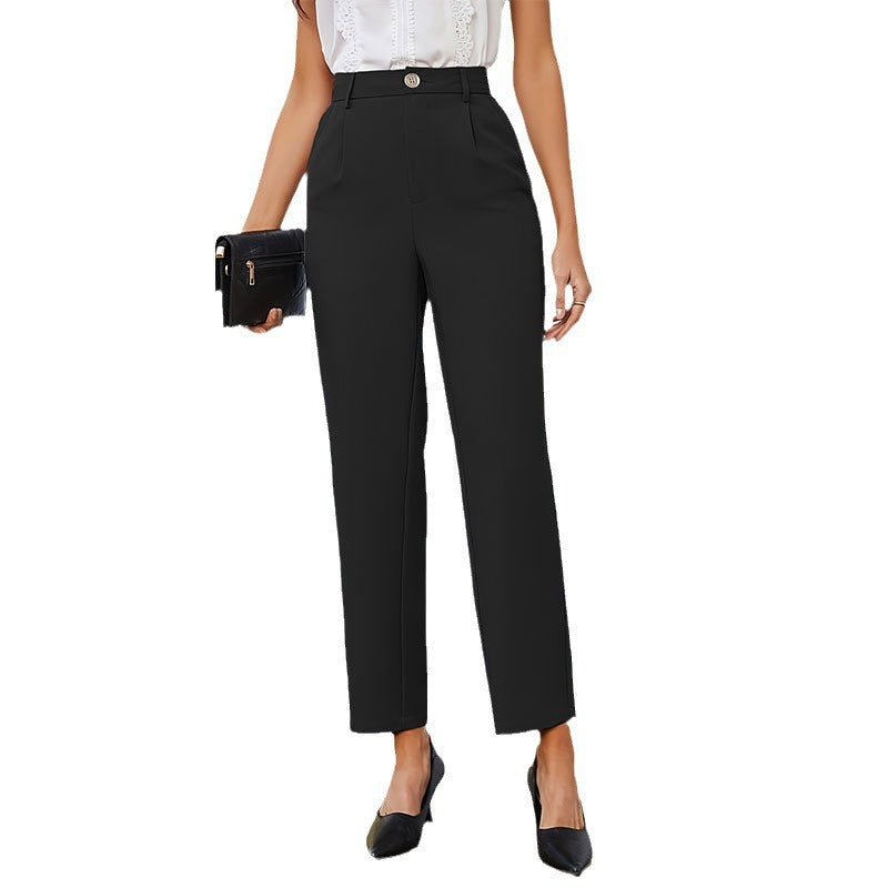 Elegante Damen Hose Hochtailliert Slim Fit
