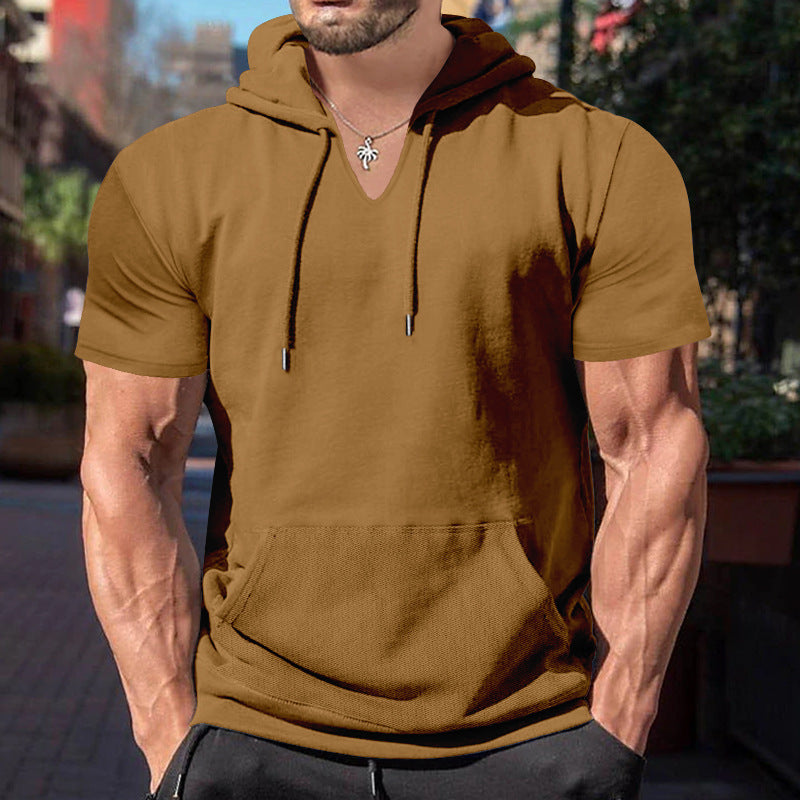 Herren Kapuzenshirt Lässig V-Ausschnitt Mit Bauchtasche