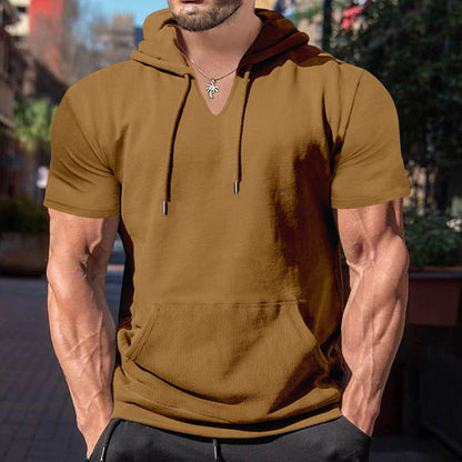 Herren Kapuzenshirt Lässig V-Ausschnitt Mit Bauchtasche