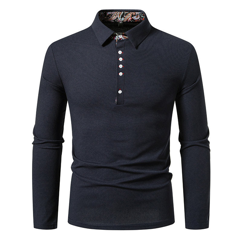 Herren Polohemd Langarm Modernes Kragendesign Qualität
