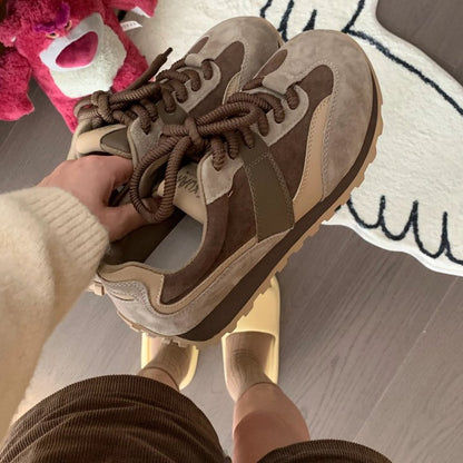 Damen Sneaker Retro Sportlich Bequem Laufsohle