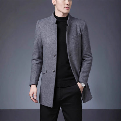 Herren Wollmantel Modern Stehkragen Elegant